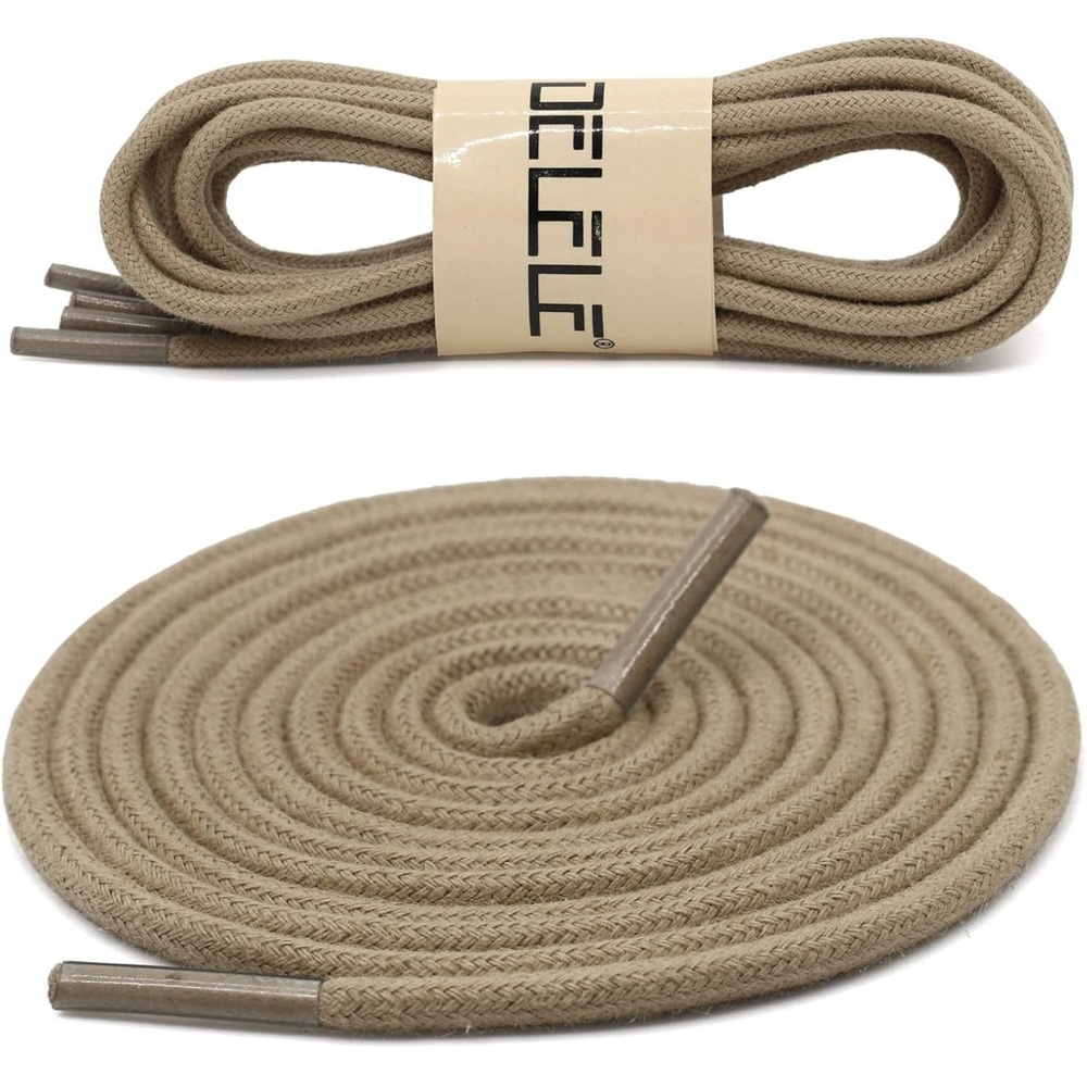 DELELE 2 Pairs Round Waxed Oxford Shoe Laces for Dress Shoes and Boots